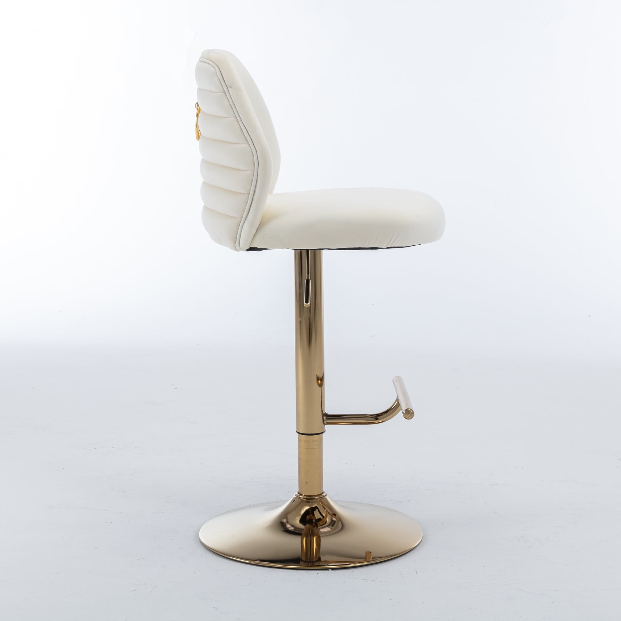 Kadyn Swivel Bar Stools Chair Set of 2, Adjustable Counter Height Barstools with Tufted High Back & Ring Pull, Cream Kadyn Swivel Bar Stools Chair Set of 2, Adjustable Counter Height Barstools with Tufted High Back & Ring Pull, Cream