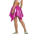 thumbnail image 4 of BLTIBY Girls Metallic Skirt Asymmetrical Ruffle Hem High Waisted Mini Skirts Sparkly Party Dance Y2K Rave Outfits Hot Pink 9-10Years, 4 of 5