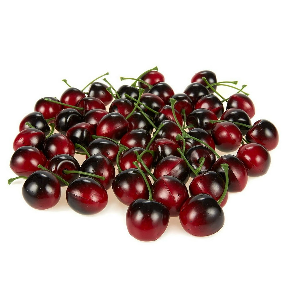 Fake Fruit Cherries 50 Piece Artificial Fruit Decorations, Fake Fruit