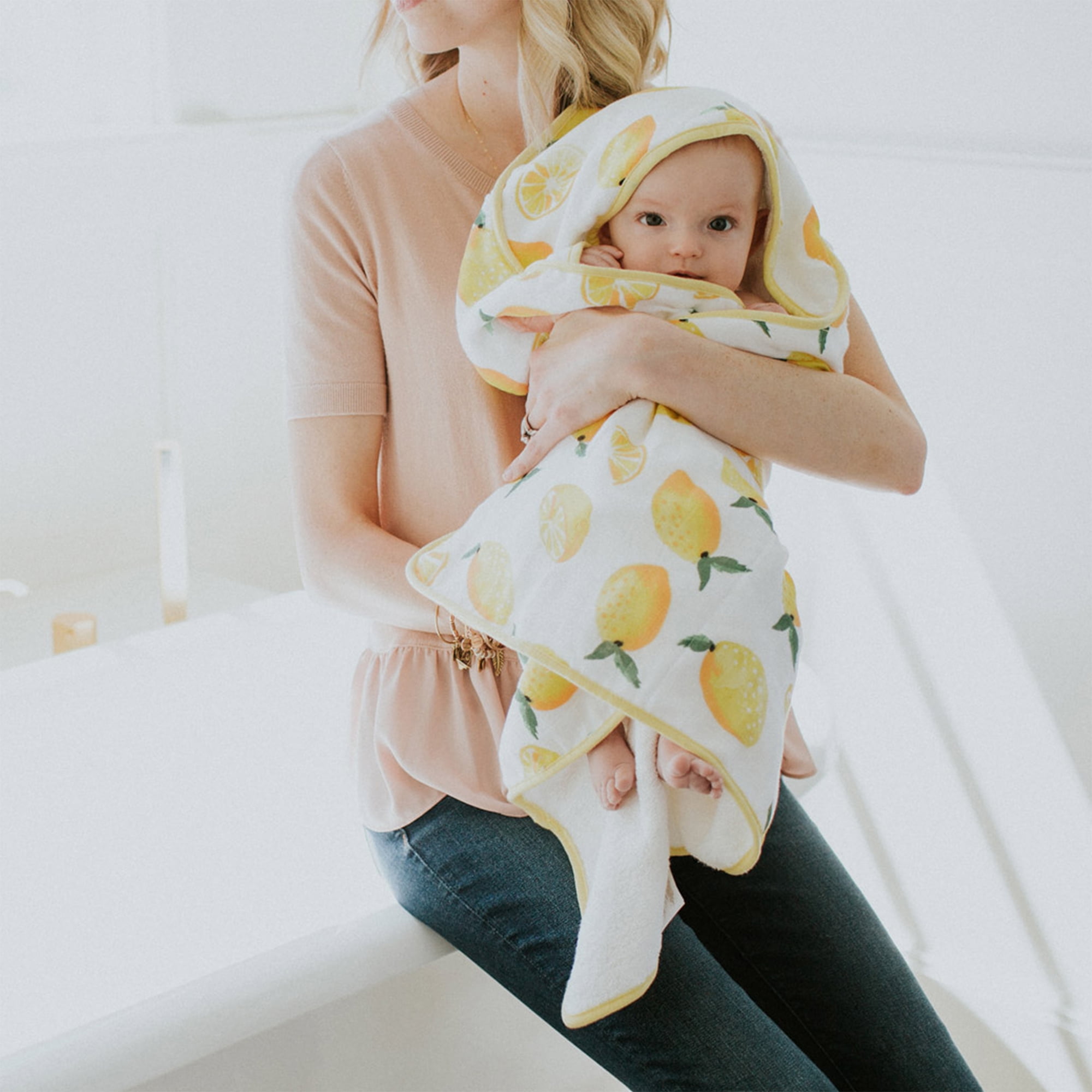 Little Unicorn Hooded Baby Towel - Baby Bath Essentials - Lemon