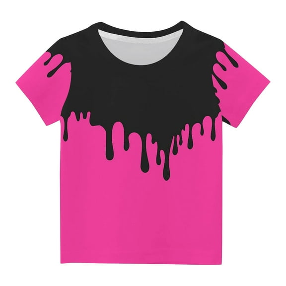 Utoimkio Kids Boys Girls Casual Short Sleeve Tops Crewneck T-Shirts Summer Casual Tee Tops for Boys Girls 3-14 Years