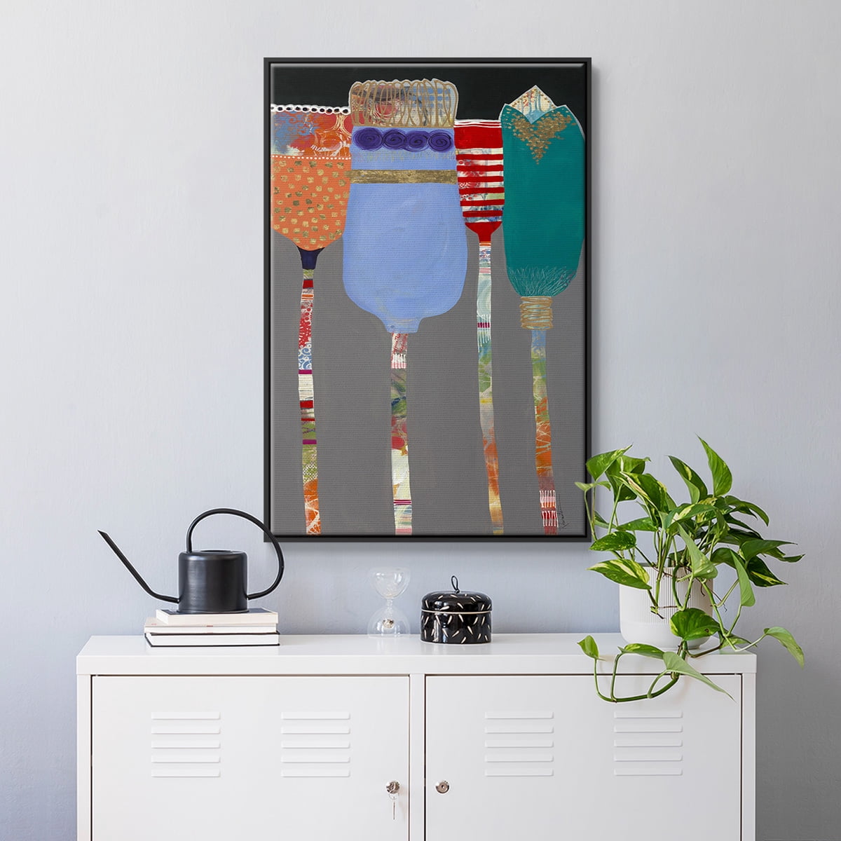 Tall Tulips Framed Premium Gallery Wrapped Canvas - Ready to Hang - 17 x 25 - Black Floating Frame
