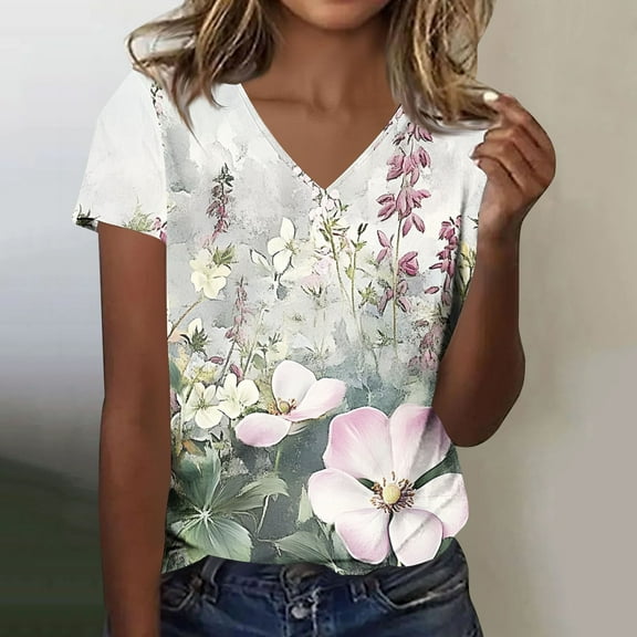 LiMoi Short Sleeve Blouses for Women Womens Tops Trendy Casual Womens Printed Tees Loose Fit Womens Tops Plus Size my reorder list