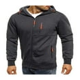 thumbnail image 2 of Men‘s Basic Plus Size Zipper Hoodie Solid Color Fleece Long Sleeve Pocket Sweatshirt Jacket, 2 of 6