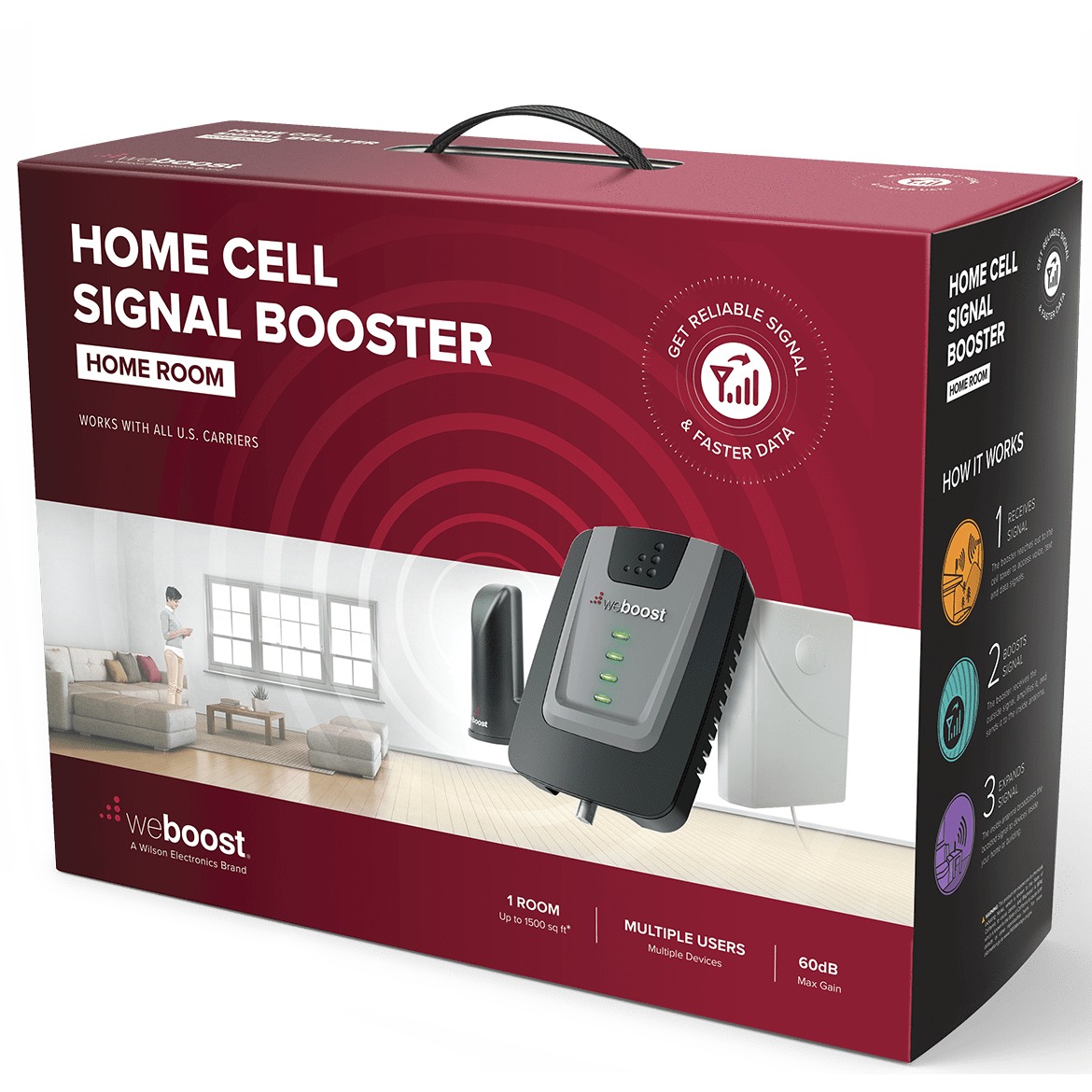 weBoost Home Room, Cell Phone Signal Booster Kit for 1 Room, Boosts 4G LTE & 5G for all U.S. Carriers, FCC Approved (Model 472120) - image 2 of 8
