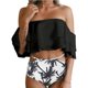 thumbnail image 2 of Traje de baño de dos piezas para mujer Bikini de talle alto con hombros descubiertos Trajes de baño con volantes Ormromra HMHZ321-5, 2 of 6