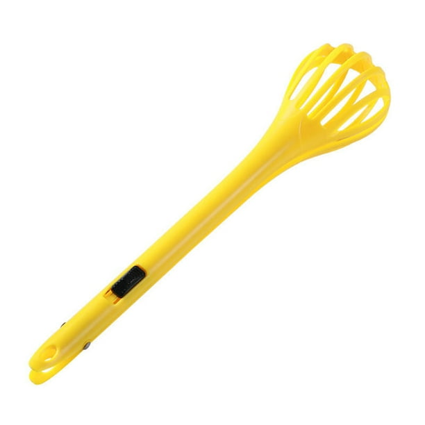 Toystoory Batidor de huevos Manual Mango largo Cocina Batidor de cocina Pinzas para alimentos Resistente al calor Lavable Reutilizable Mezclador Cocina y Comedor Amarillo