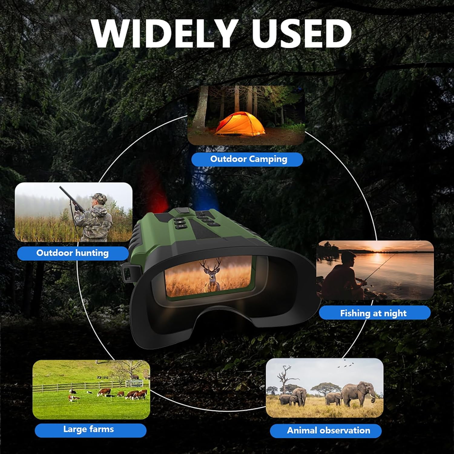Digital Night Vision Binoculars for Adults,3.0 Inch Infrared Night Vision Goggles,Includes Photo Mode,Video Mode,Playback Mode,Can Be Mounted On A Tripod,Green