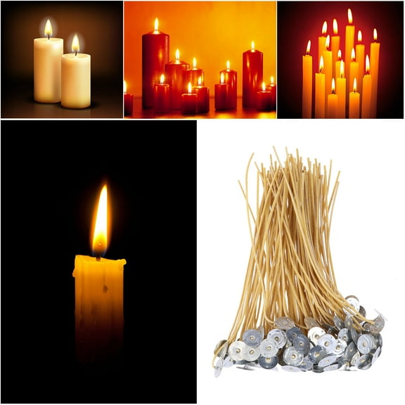 100PCS Twine Beeswax Organic Candle Wicks Low Smoke Pre Waxed by Natural Beeswax Tabbed Lato Candle Wicks for Lighting Candle Making