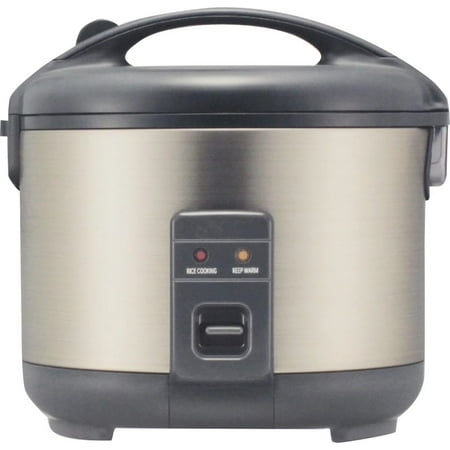 

5.5 CUP ELECTRIC RICE COOKER WARMER. KEEP WARM A MAXIMUM OF 12 HOURS. INCLUDES STEAM BASKET SPATULA AND RICE MEASURING CUP.