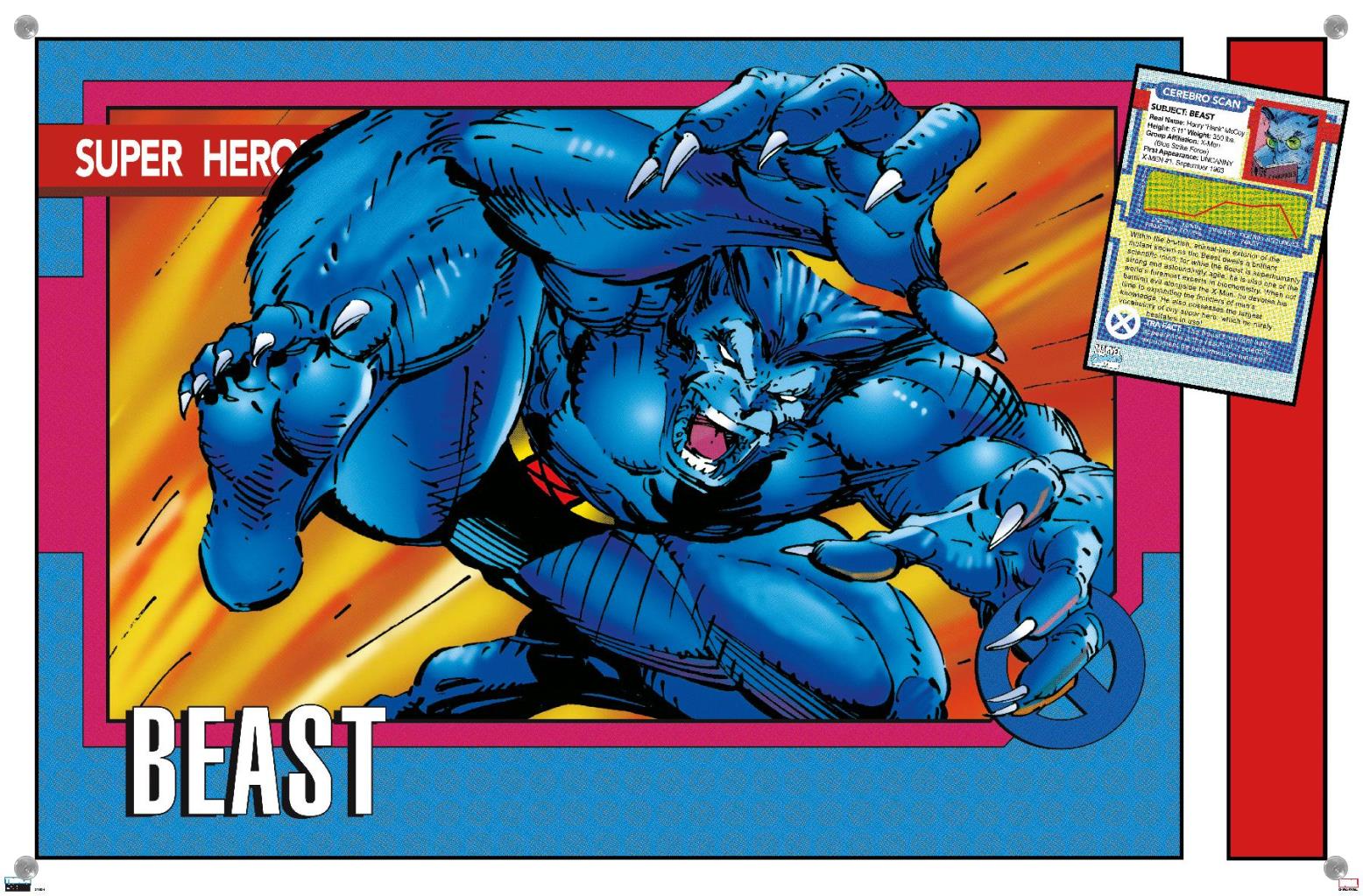 Marvel Trading Cards - Beast Wall Poster with Push Pins, 14.725" x 22.375"