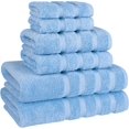 thumbnail image 5 of 100% Turkish Cotton 6 Piece Luxury Towel Set for Bathroom & Kitchen, Thick & Super Soft & Highly Absorbent & Quick Dry ( 2 Bath Towels, 2 Hand Towels, 2 Washcloths )- Light Blue By TORUBIA, 5 of 5