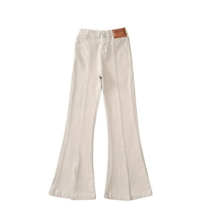 

Pants for Teens Girls High Elastic Waist Flare Slimming Leg Wide Leg Casual Long Bell Bottom Trousers Sweatpants for Kids