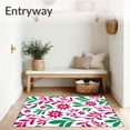 thumbnail image 3 of ODIKA 2'x3' Machine Washable Non-Slip Area Rug, Modern Abstract Plant Vines and Flowers High Traffic Rug with Pad, Pink, 620735, 3 of 8