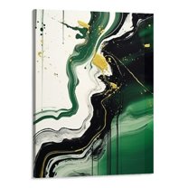 Creowell Framed Emerald Green Wall Art, Modern Green and Gold Abstract Marble Canvas Wall Art Paintings Prints Wall Decor Pictures for Living Room Bedroom Office Home Decor, Ready to Hang 16x20 Inch
