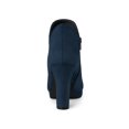 thumbnail image 2 of BLISSFUL STEP Women's Round Toe Block Heels Ankle Heel Boots Navy Blue 8.5, 2 of 6