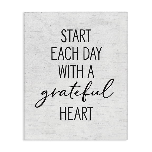 Stupell Industries Farmhouse Start Each Day with Grateful Heart Canvas Art, 16 x 20, by Lettered and Lined