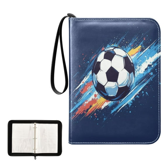 400 Pockets Trading Cards Album,Card Binder 4-Pocket, Cards Collector Album Holder Fits 400 Cards with 50 Removable Sheets Soccer Ball in Space