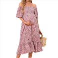 thumbnail image 2 of Vestidos Florales de para Mujer, Estilo Bohemio, Informal, de Verano, con Mangas Abullonadas, Estilo Occidental, MY112 Rosa M, 2 of 7