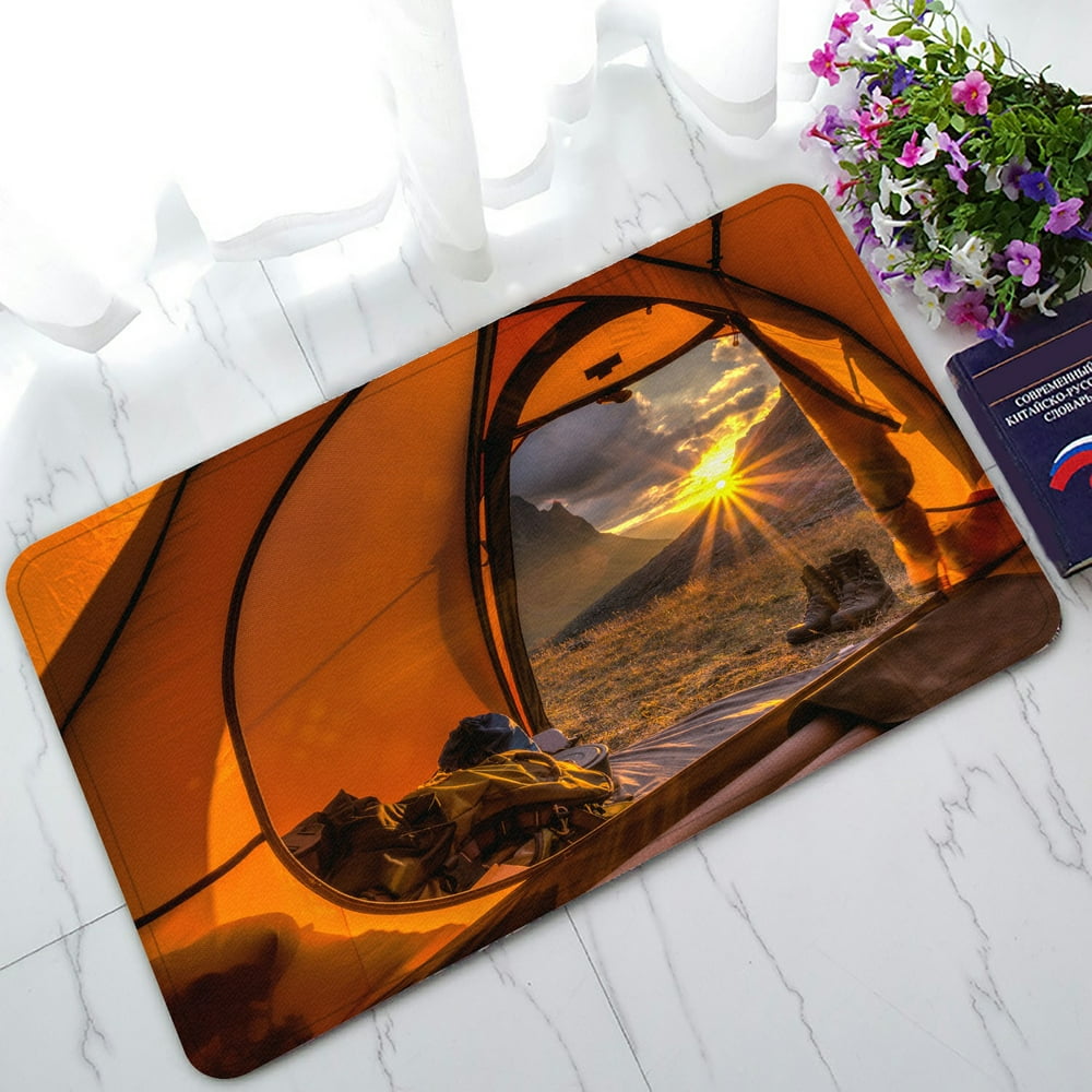 ECZJNT Sunrise inside a Tent Doormat Bath Mat Rug Entrance Rug