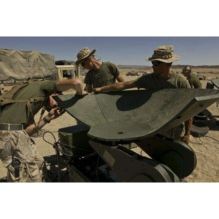 US Marines assemble a support wide area network satellite dish Canvas Art - Stocktrek Images (35 x