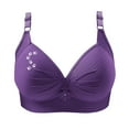 thumbnail image 3 of LangJing Wireless T-Shirt Bra, Woman's Printing Gathered Together Large Size Daily Bra Underwear No Rims Purple,XXXL, 3 of 5