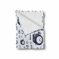 thumbnail image 2 of Clock Soft Flannel Fleece Throw Blanket, Watercolor Style Effect with an Alarm Clock Illustration Caligraphic Numbers, Cozy Plush for Indoor and Outdoor Use, 50" x 70", Blue and White, by Ambesonne, 2 of 6