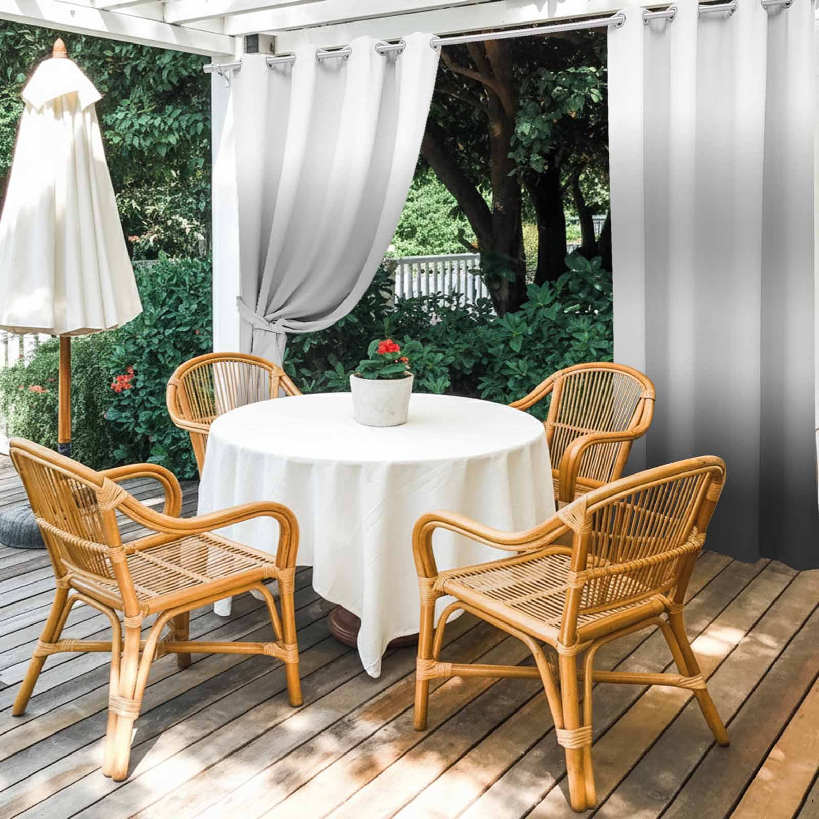 White and Grey Gradient Outdoor Curtains for Patio, Minimalist Dark Grey Ombre Modern Art Sunshade Privacy Drapes Grommet Waterproof Outside Curtains for Porch/Cabana/Balcony 54"x 108", 1 Panel