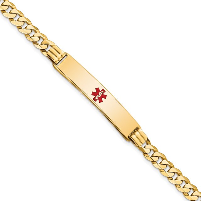 Diamond2Deal 14K Bracelet Médical en Émail Rouge Jaune Doré pour Femmes (L - 8 Pouces, L - 8mm)