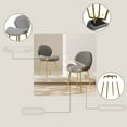 thumbnail image 4 of Hassch 2PCS Upholstered Dining Chairs in Gray Teddy Velvet, Modern Minimalist Kitchen Chairs with Golden Metal Legs and Ergonomic Backrest, Easy Assembly, 4 of 8