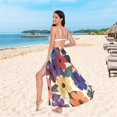 thumbnail image 6 of FORMRS Womens Long Sarong Beach Wrap Semi-Sheer Bikini Skirt Bathing Swimsuit Cover Up, Large Colorful Flowers Pattern, 6 of 7