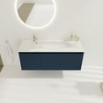 thumbnail image 2 of 48" Floating Bathroom Vanity with Sink, Single Sink Wall Mounted Bathroom Storage Vanity Cabinet, Modern Bathroom Cabinet with Seamless Drop-Shaped Resin Sink and Hidden Metal Handles, Navy Blue, 2 of 9