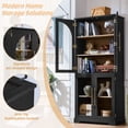 thumbnail image 6 of 2 Pcs 5-Tier Bookshelf with Glass Door, Display Cabinet with Adjustable Shelves, Tall Storage Cabinet for Living Room, Modern Black Bookcase for Bedroom/Home Office, 6 of 8