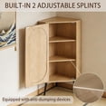 thumbnail image 5 of Small Corner Table Wood Bathroom Floor Cabinet Space Saving Corner Organizer Shelf with Carved Rattan Door for Kitchen Bedroom and Narrow Spaces (Natural), 5 of 7