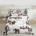 thumbnail image 2 of Manfei Pixel Geometric Bedding Comforter Set,Modern Abstract Geometric Twin Comforter Sets,Brown Gray White Bedding Set For Girls,Breathable Home Decor Reversible,2 Pieces, 2 of 8