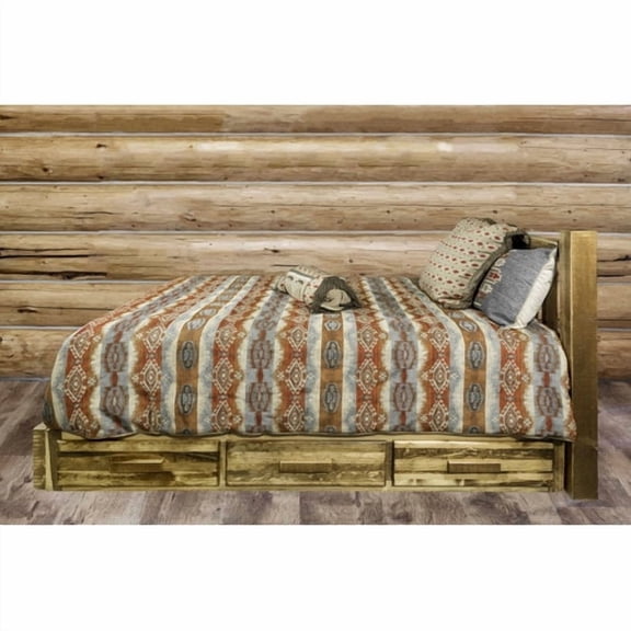 Homestead Collection King Platform Bed w/ Storage, Stain & Lacquer Finish