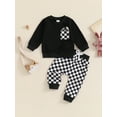 thumbnail image 4 of Hirigin Baby Boy 2Pcs Fall Winter Clothes 6 12 18 Months 2T 3T Toddler Checkered Outfit Long Sleeve Pocket Sweatshirt Top Plaid Jogger Pants Set, 4 of 8