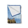 thumbnail image 2 of Scotland Soft Flannel Fleece Throw Blanket, Dunnottar Castle with Blue Sky in Stonehaven Architecture European, Cozy Plush for Indoor and Outdoor Use, 50" x 70", Multicolor, by Ambesonne, 2 of 6