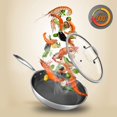 thumbnail image 3 of 10" Stainless Steel Frying Pan - Triply Kitchenware Stir Fry Pan Kitchen Cookware w/ Dakin Etching Non-Stick Coating, Scratch-Resistant Raised-up Honeycomb Fire Textured Pattern - NC3PL10, 3 of 5