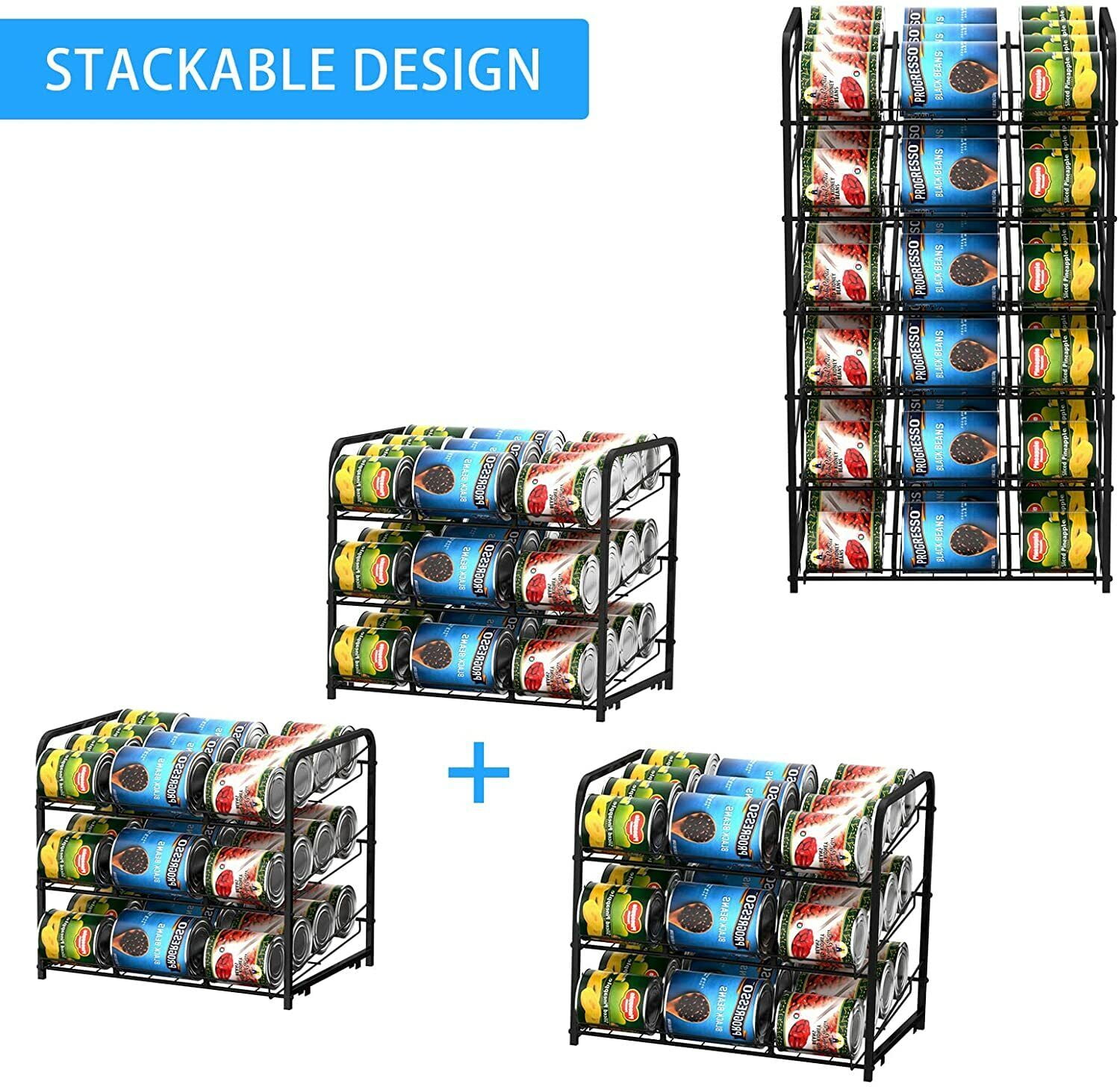 2 Pack Can Rack Organizer, Stackable Can Storage Dispenser Holds up to 72 Cans