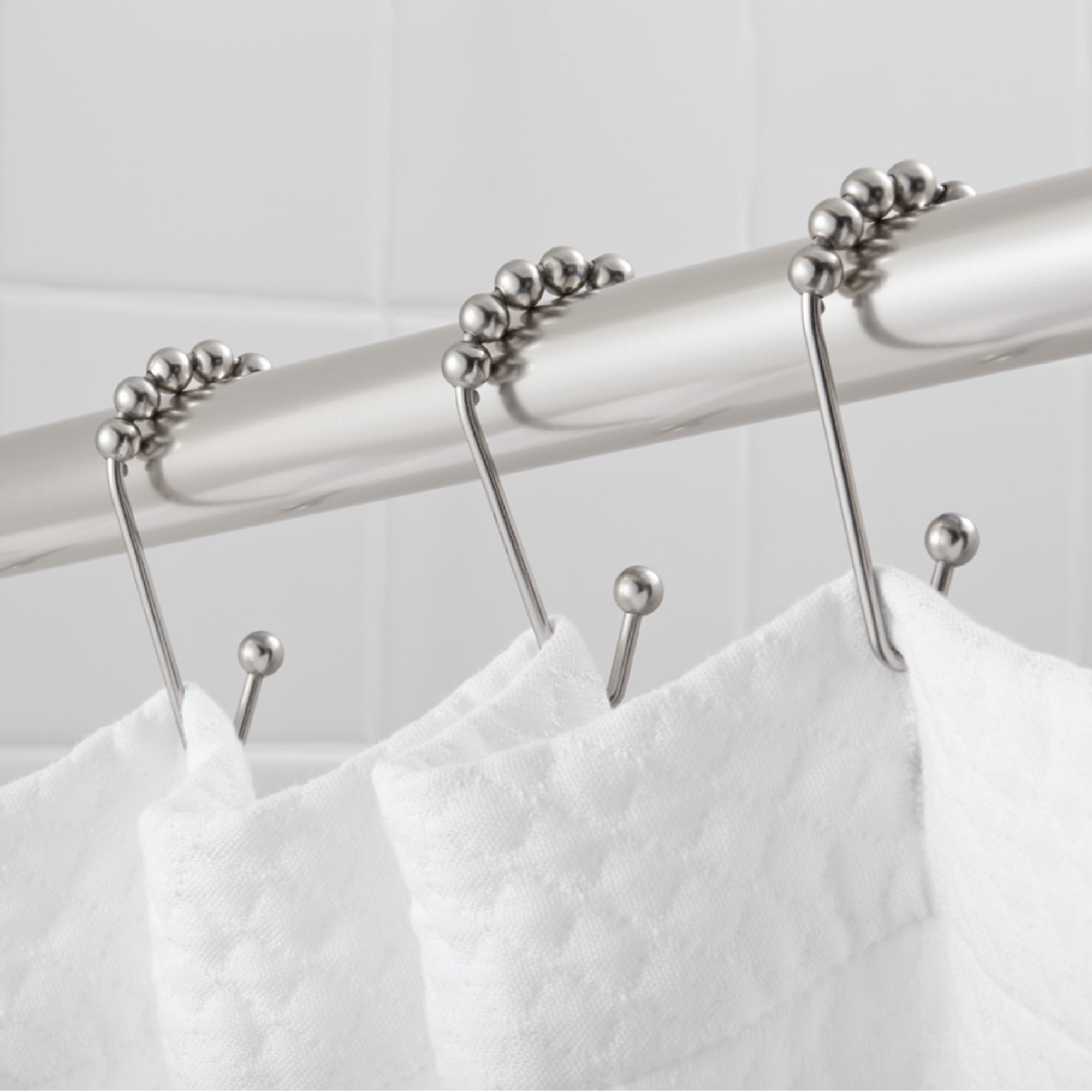 Hotel Style Open VGlide Shower Hooks with Easy Glide, 1 Each