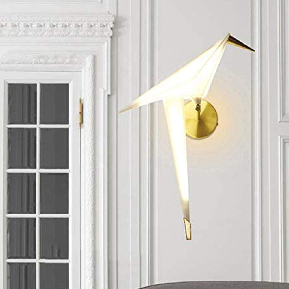 Modern Bird LED Wall Lamp PP Paper Crane Wall Sconce Bedside Wall Light Fixture 
