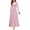 Pink, variant on qolati Women's Long Sleeve Maxi Dress Spring Fall Crewneck Solid Flowy A Line Dress Casual Slim Swing Pleated Dresses with Pockets