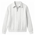 thumbnail image 5 of HAOTAGS Men’s Zip-Up Polo Shirts Lightweight Clean Minimalist Design, Subtle Textured Knit Casual Layering Pullover Tops White Size 3XL, 5 of 6