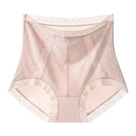 WRKEKC Panties for Women Solid Color Lace Light Shaping Tummy Control Breathable High Waist Everyday Underwear with Comfortable Waistband