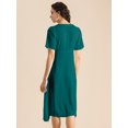 thumbnail image 3 of Moomaya Womens Front Slit Dress, V Neck Short Sleeves Summer Midi Dress, 3 of 7