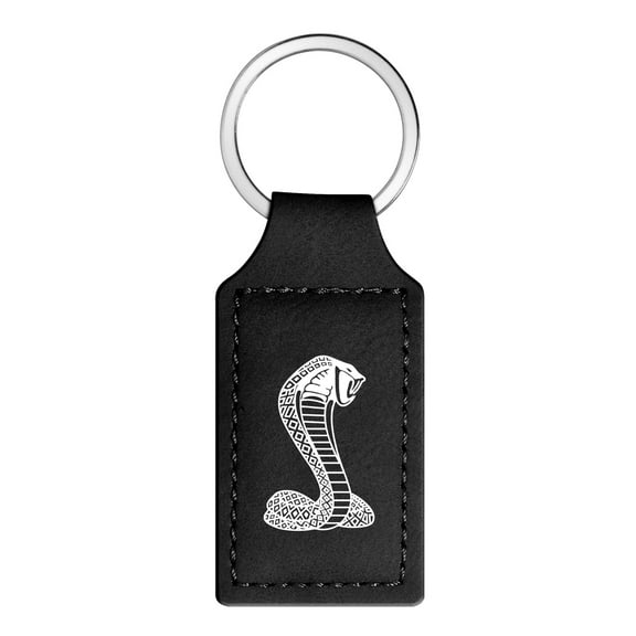 iPick Image for Ford Mustang Cobra Rectangular Black Leatherette Key Chain, Official Licensed