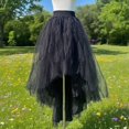thumbnail image 4 of Elegant Layered Mesh Skirt with Asymmetrical Hem High Waist Flowy Chiffon Tiered Ruffle Design for Women, 4 of 4