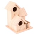 thumbnail image 2 of Three Rooms Wood Bird Nest Entrance House for Garden Birds Supplies 2pcs Creative Birds Bed Set, 2 of 7