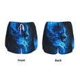 thumbnail image 3 of Rateoe Blue Fire Cool Wolf Printed 2 in 1 Women's Workout Shorts for Athletic Gym Running Shorts with Phone Pockets-Small, 3 of 7